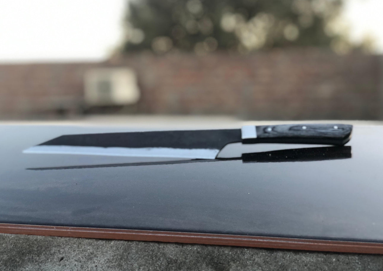 Hand-Forged 6-Piece Chef Knife Set - Full Tang Carbon Steel Blade with Black Wood Handles