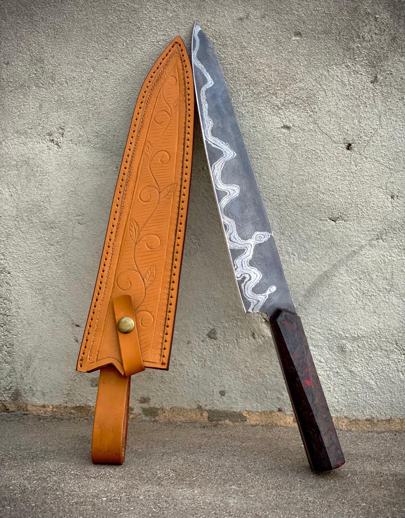 Single Layer Damascus Steel Chef Knife – Hand-Forged Kitchen Essential