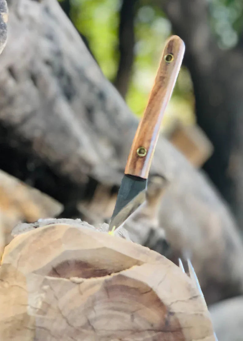 Handmade Pocket-Size Throwing Knife with Spring Steel Blade & Wooden Handle