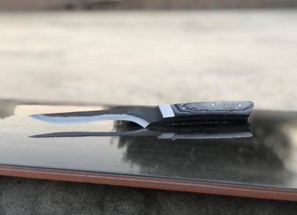 Hand-Forged 6-Piece Chef Knife Set - Full Tang Carbon Steel Blade with Black Wood Handles