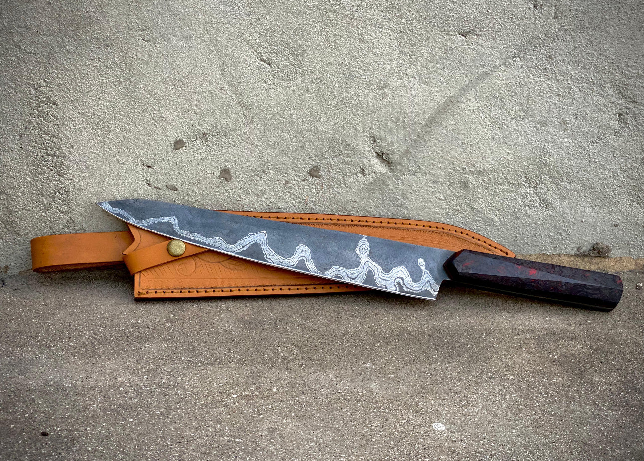 Single Layer Damascus Steel Chef Knife – Hand-Forged Kitchen Essential