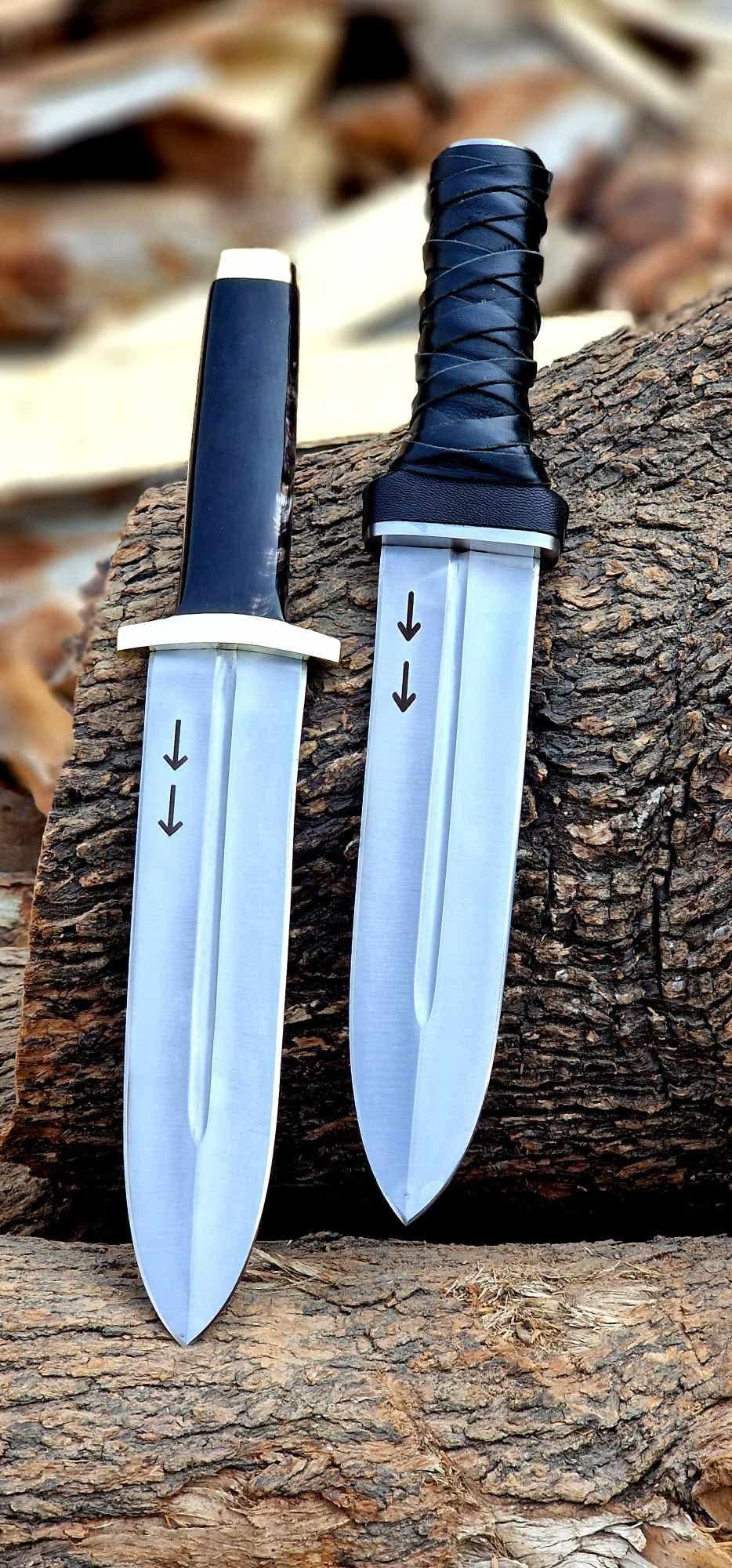 Pair of 2 Handmade 12” 1095 Steel Bowie-Style Hunting Knives