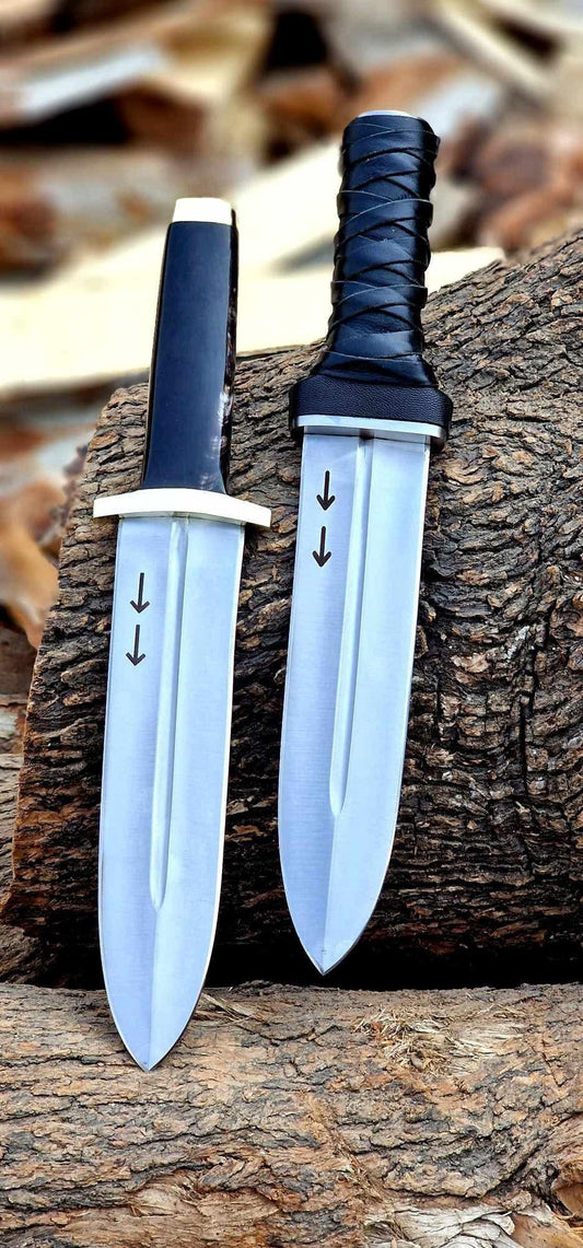 Pair of 2 Handmade 12” 1095 Steel Bowie-Style Hunting Knives