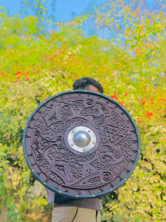 Handmade Hand-Engraved Ash Wood Shield