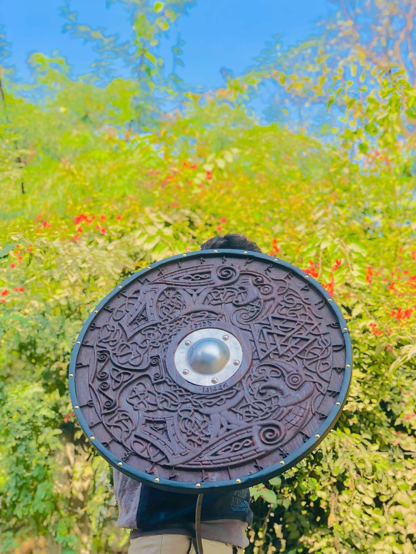 Handmade Hand-Engraved Ash Wood Shield