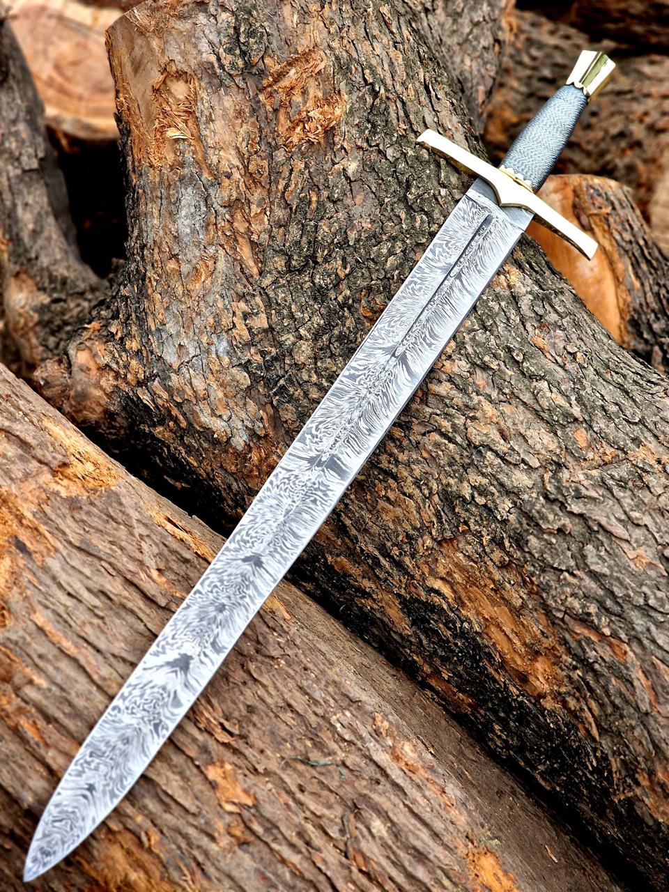 Hand-Forged Damascus Steel Medieval Sword