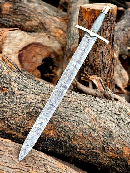 Hand-Forged Damascus Steel Medieval Sword